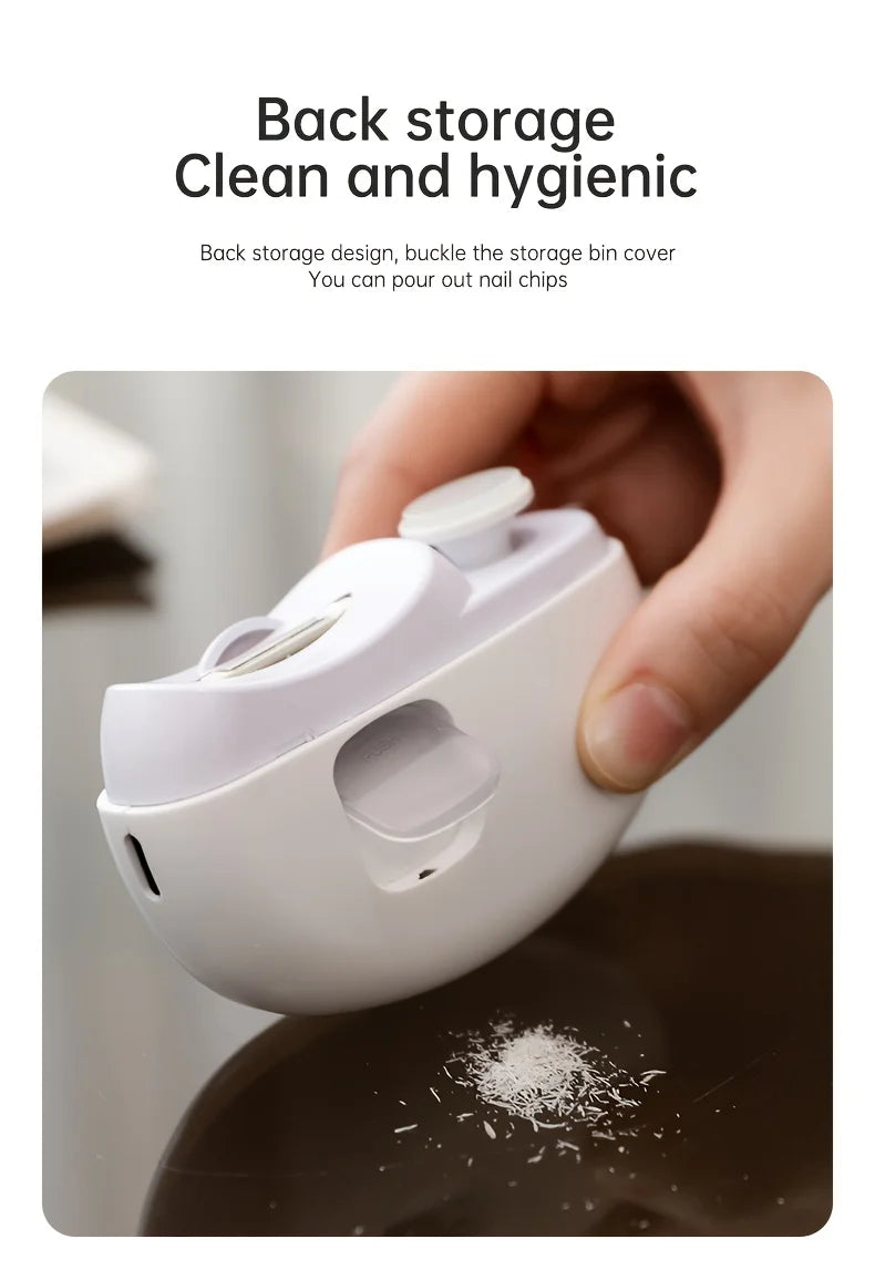 2-in-1 Electric Nail Clipper & Polisher with LED Light, USB Charging, Safe Grinding for All Ages, Valentine's Gift