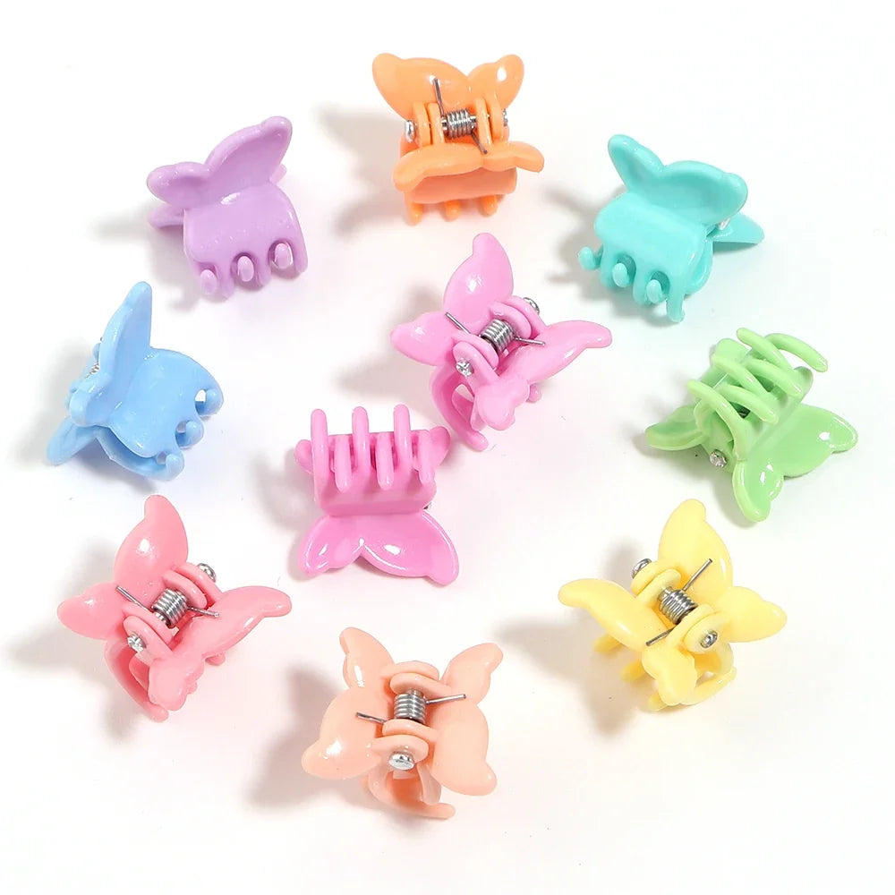 100pcs Mini Colorful Flower Star Hair Grabbing Claw Clips for Baby Girls Bangs Broken Hair Styling Tool Small Hair Accessories