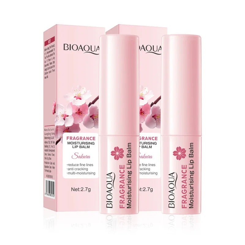 1/2/3pcs BIOAQUA Sakura Lipstick Cherry Blossom Moisturizing Lip Balm Nourishing Brightening Hydrating Lips Skin Care