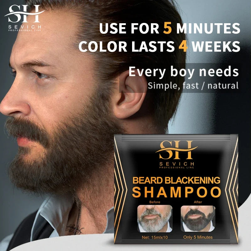 5-20PCS Natural Hair Dye Black Beard Shampoo Beard Paint Men Beard Coloring Dye 5 Minutes Temporary Blackening Moustache Shampoo