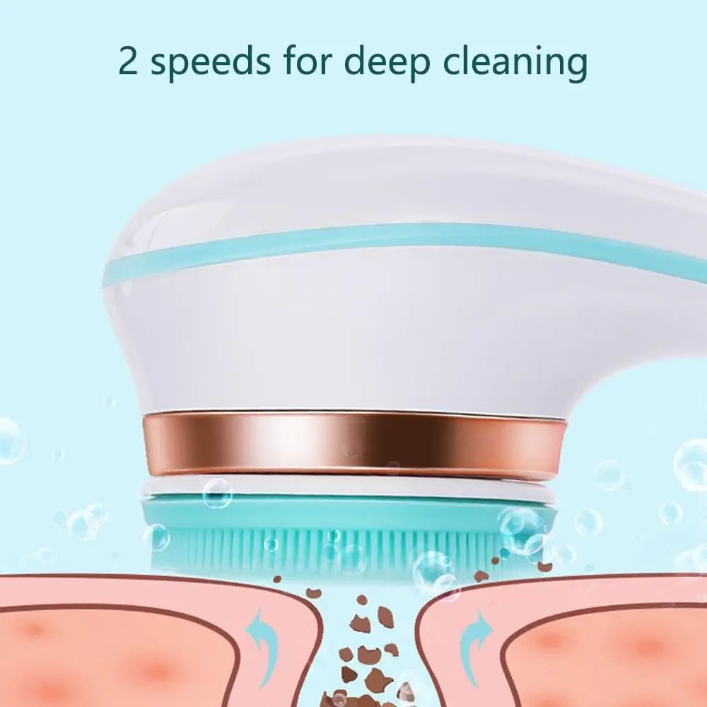 Electric Bath Brush Back Scrubber Rotating Shower Brush Body Brush Set Handle Deep Cleansing Exfoliation Massaging Spin Brush