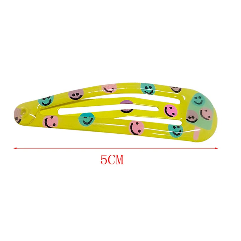 20/40Pcs Children Hair Accessories Cute Cartoon Print Droplet BB Hair Clip Oil Water Dripping Flower Hairpin New Girls Headdress