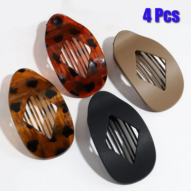 Fashion Oval Hair Claw Clip for Women New Design Leopard Matte Curved Flat Styling Barrettes Lady Ponytail Hairgrip Accessories