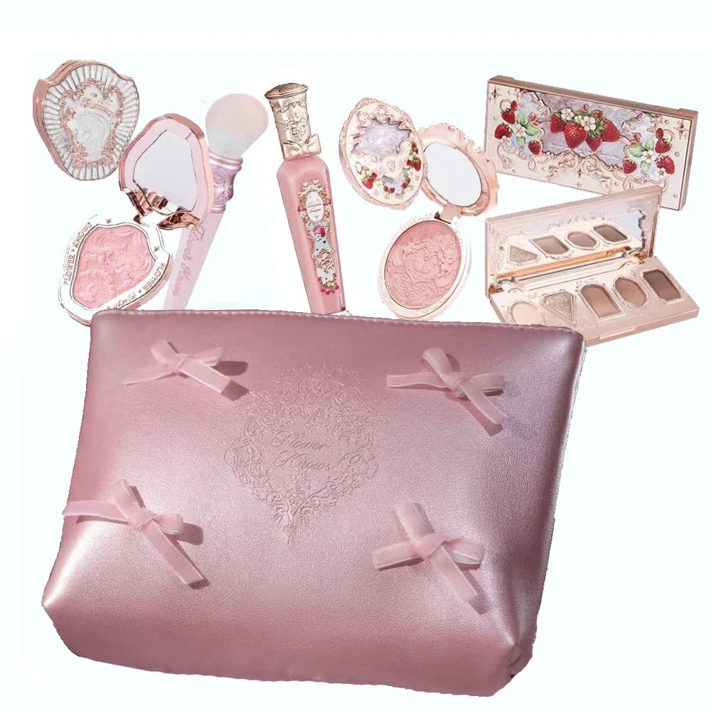 Flowerknows Makeup Set Gift Kit Shimmer Full Box Blush Long Lasting Velvet Lip Cream with Bag Kit De Maquiagem