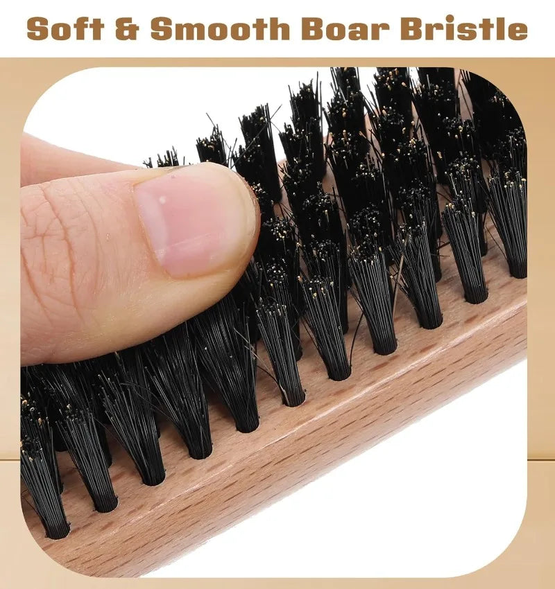 1/2Pcs Boar Bristle Hair Brush Leopard Print Pin Tail Comb Set Wooden Hair Brush Smoothing Teasing and Hair Styling Salon Use
