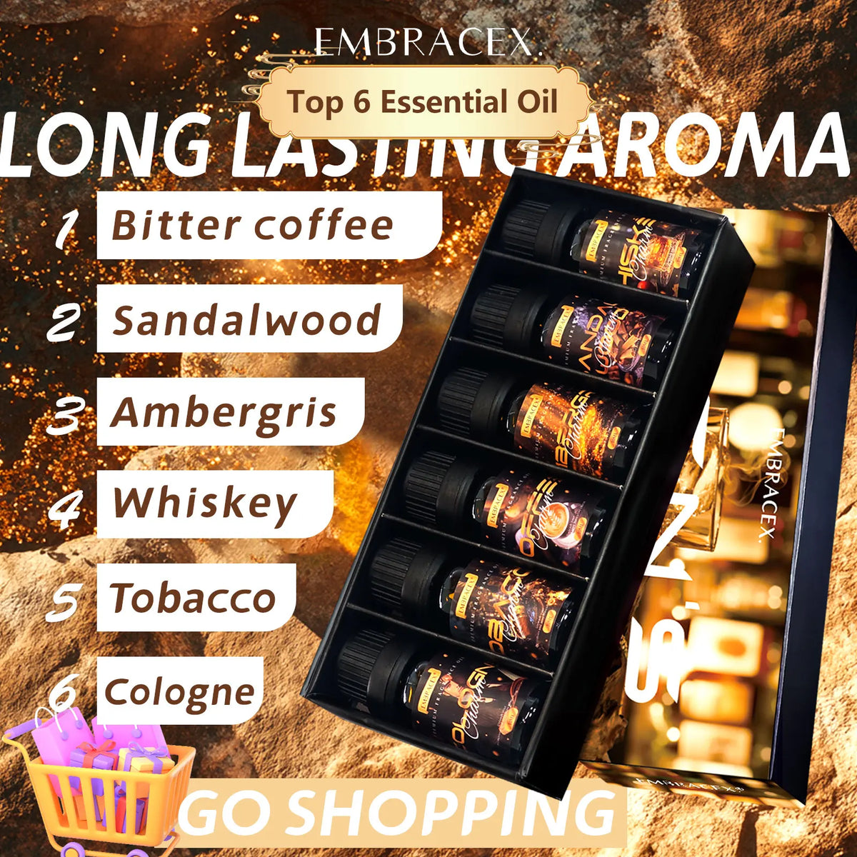 6PC/1Set Men's Essential OilsEssential Oils Gifts Box For Men For Humidifier&Diffuser Air Freshening Candle Making