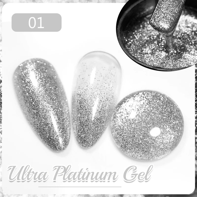 7.5ML Aurora Starlit Cat Eye Gel Nail Polish Rainbow Glitter Galaxy Cat Magnetic Nail Art Gel Soak Off UV Semi-Permanent Varnish