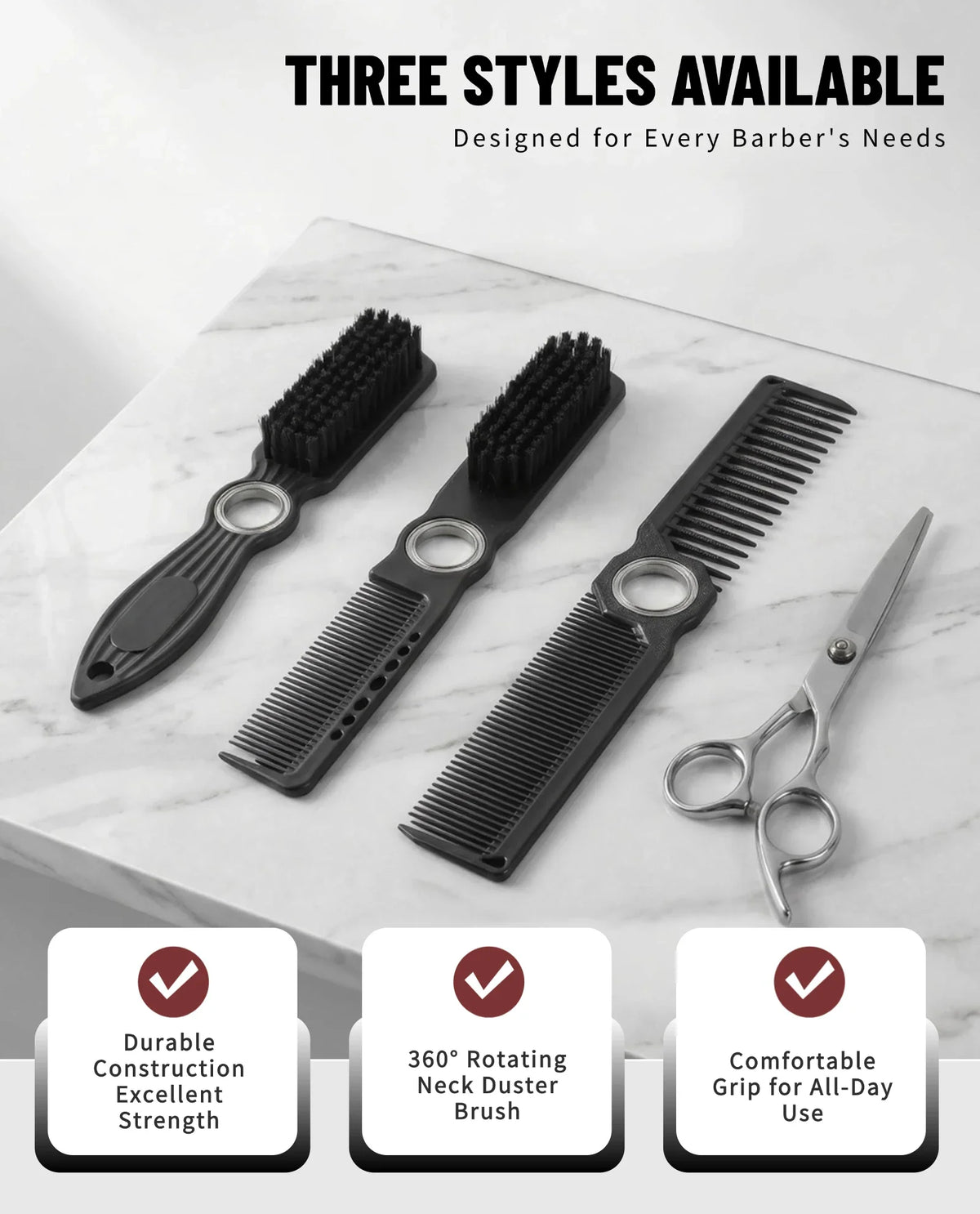 1/3PCS New Pro Spinning Barber Fade Brush Combs Dual-Sided Salon Styling Tools For Hair Removal Neck Duster Cleaning Brushes