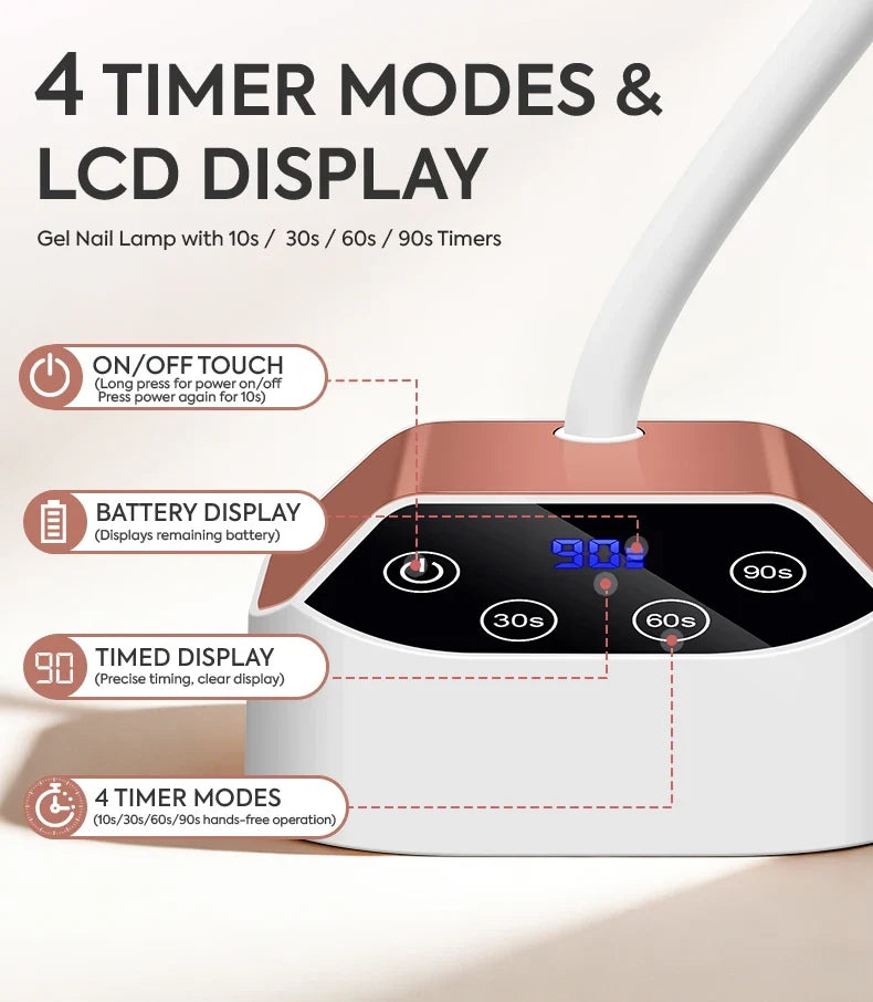 DianaBeauty UV Led Nail Lamp Desktop Rechargeable Nail Dryer with 4 Timer Settings and Auto Sensor Portable UV Light for Nails