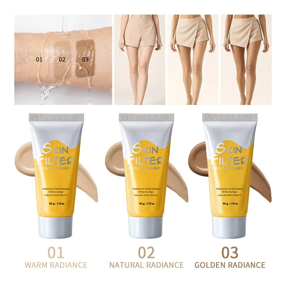 50ml Body Concealer Full Coverage Tattoo Cover Up Waterproof Hyaluronic Acid Hydrating Cover Scars Spots Veins Birthmarks Makeup