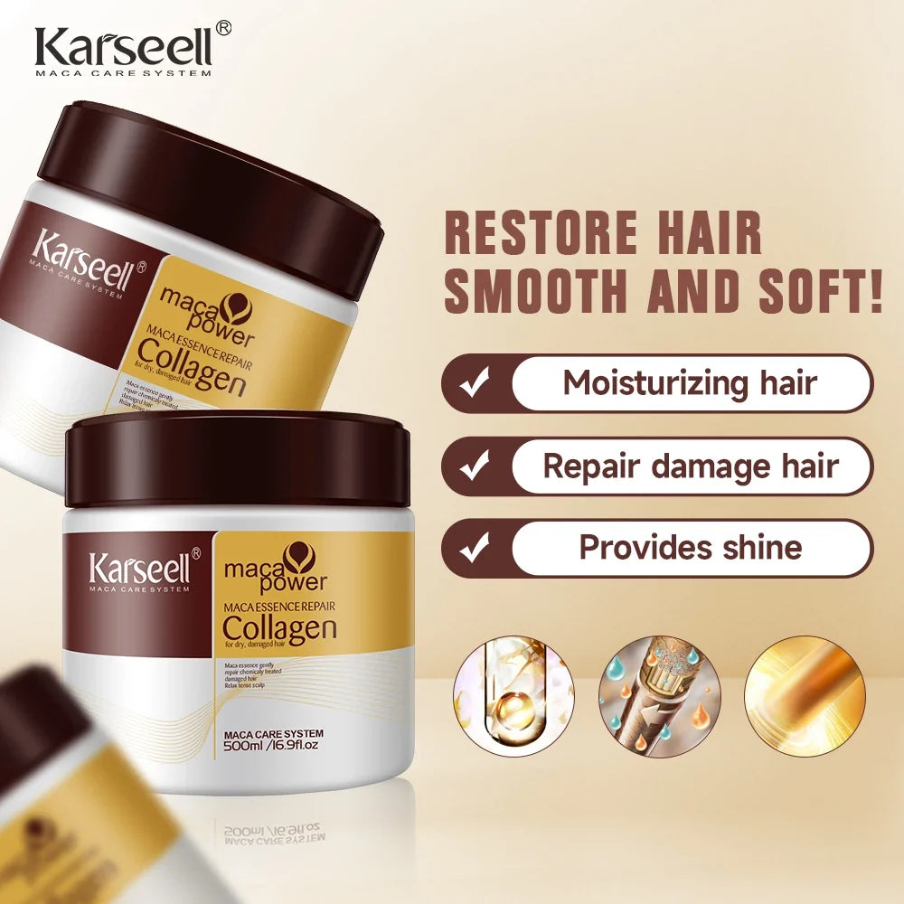 Karseell 2pcs Collagen Hair Treatment Deep Repair Conditioning Argan Oil  Hair Mask Essence for Dry Damaged Hair All Hair Type