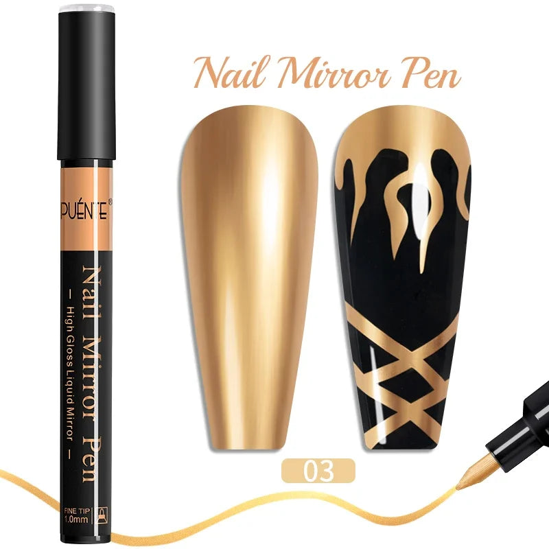 5ml Golden Silvery Metallic Painting Liner Gel Polish Chrome Mirror Effect Semi-Permanent Varnish For Stunning French Nail Art