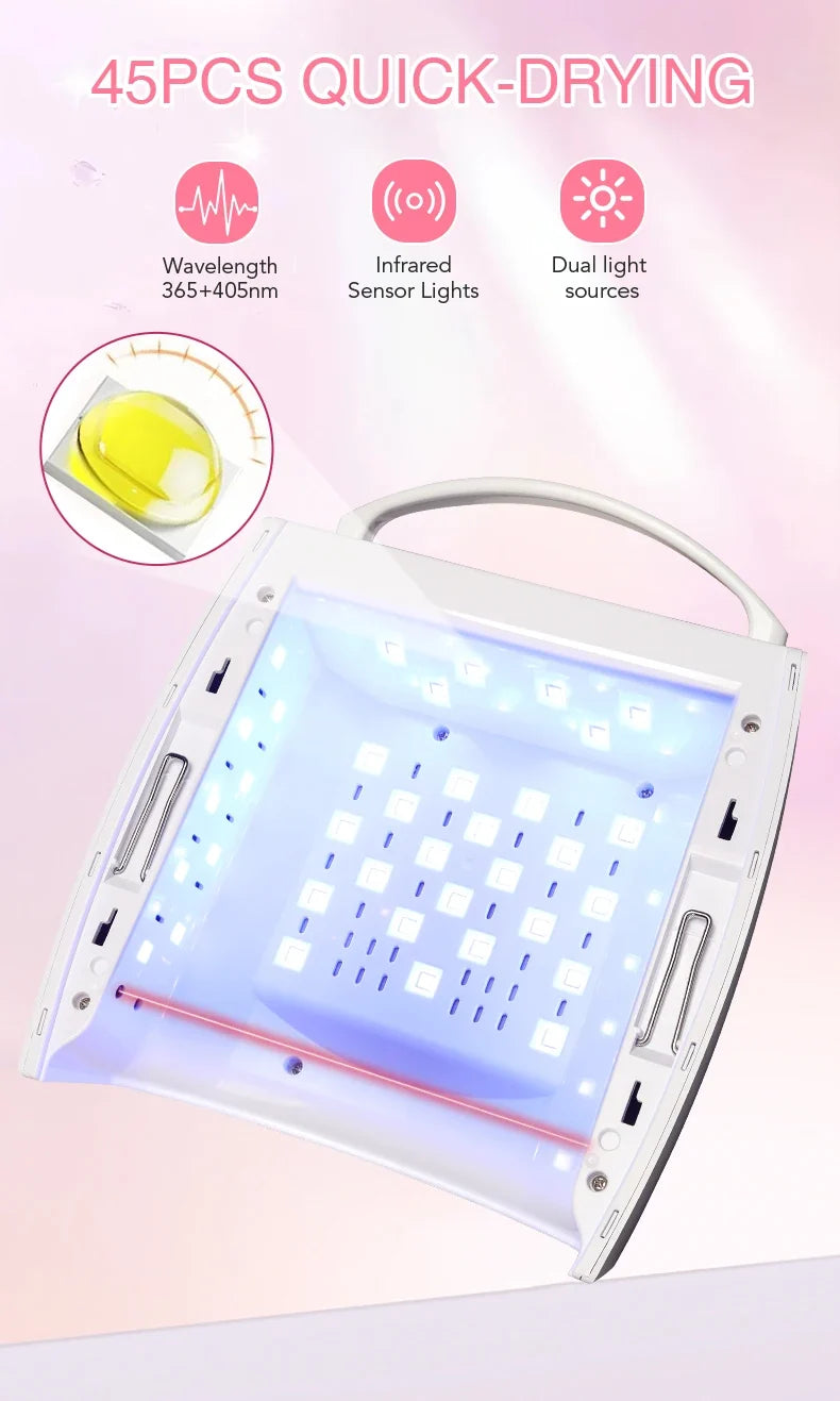 54W Cordless UV LED Nail Lamp with 30 Beads Rechargeable Professional Nail Dryer with 3 Timer Settings for Home and Salon Use