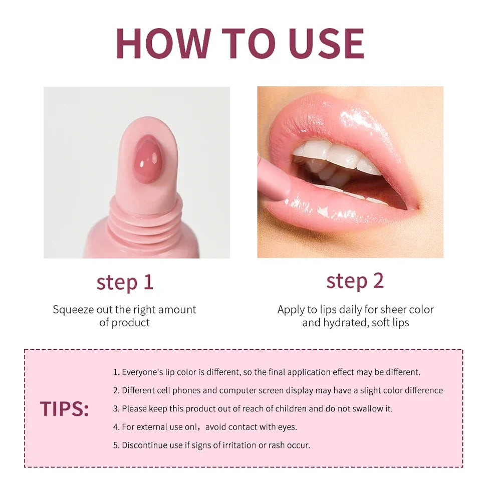 10ml Lip Glaze Moisturizing Jelly Lip Enrichment Oil Lasting Water Light Glass Lip Plump Oil Remove Line Lip Protection Serum