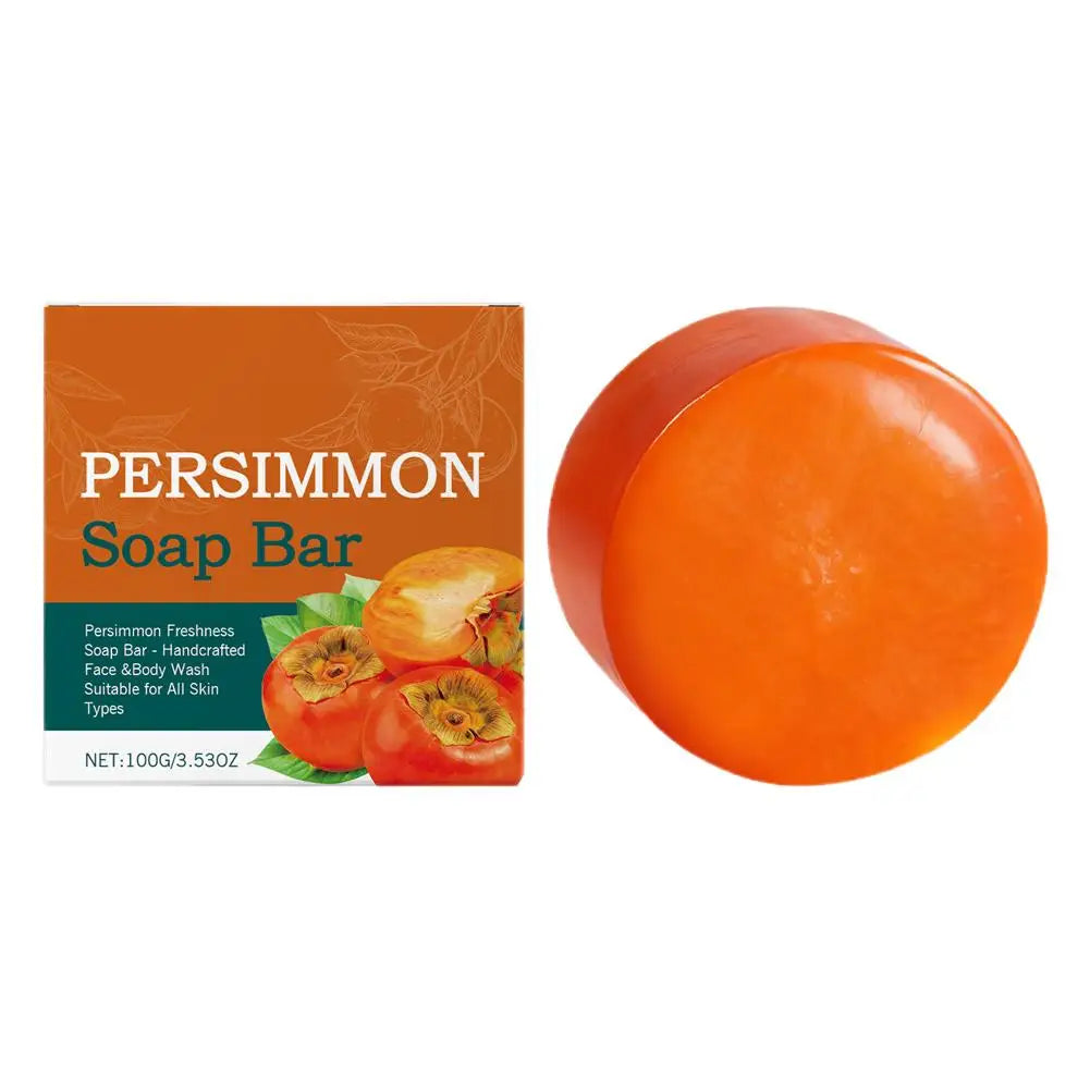 100/200G Persimmon Soap Bar for Body Odor Removal, Handmade Persimmon Green Tea Soap for Face and Body Wash Gentle Deodorant Bar