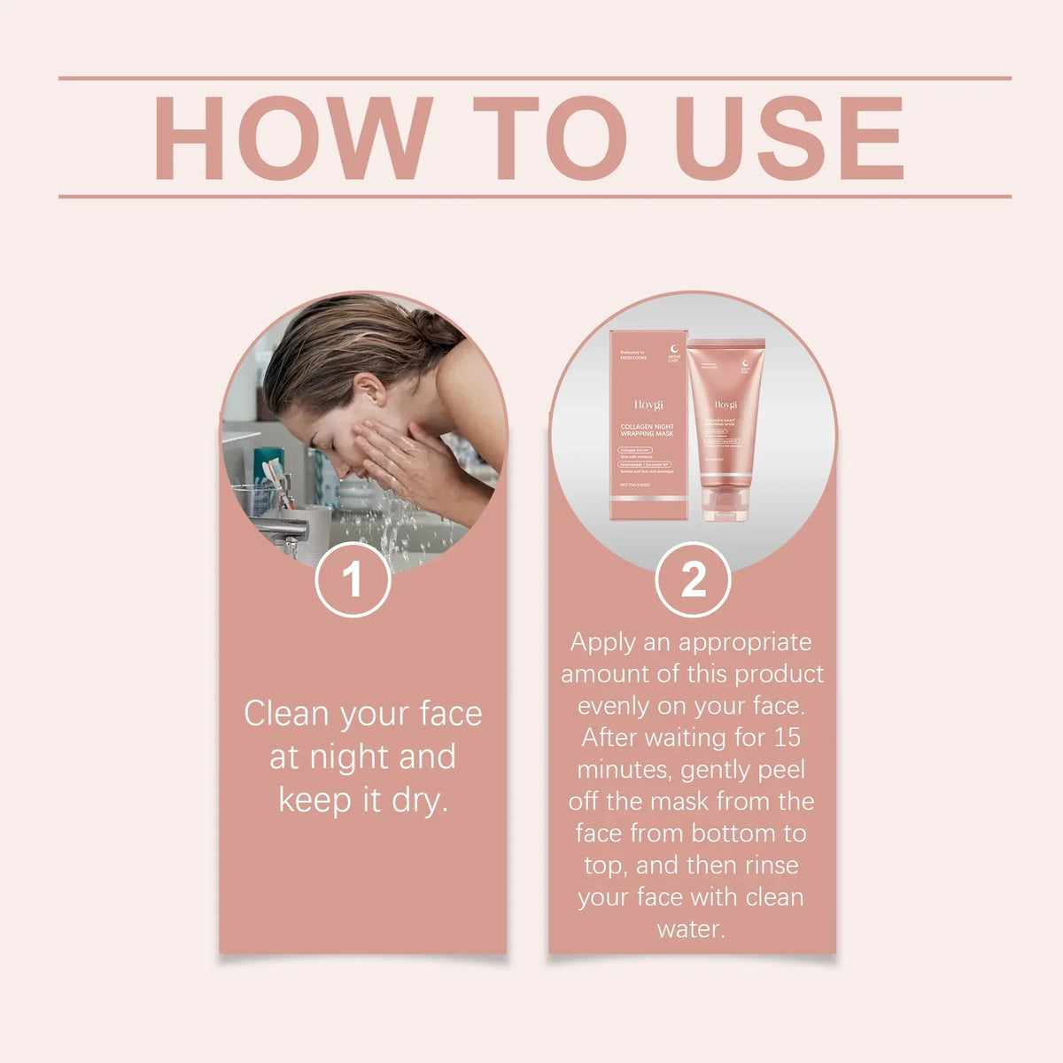HOYGI Collagen Overnight Wrapping Peel Off Facial Mask Deeply Hydrates Night Care Mask Cream Moisturize Deep Pore Cleansing Mask