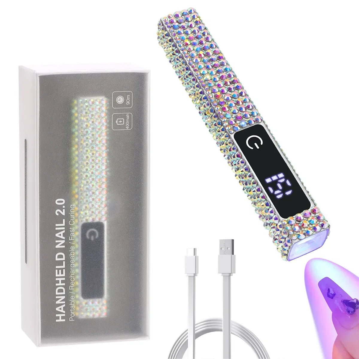 Handheld UV Led Nail Lamp Portable Rechargeable Mini Nail Dryer For Curing Nail Gel Polish Manicure Flashlight for Nail Salon