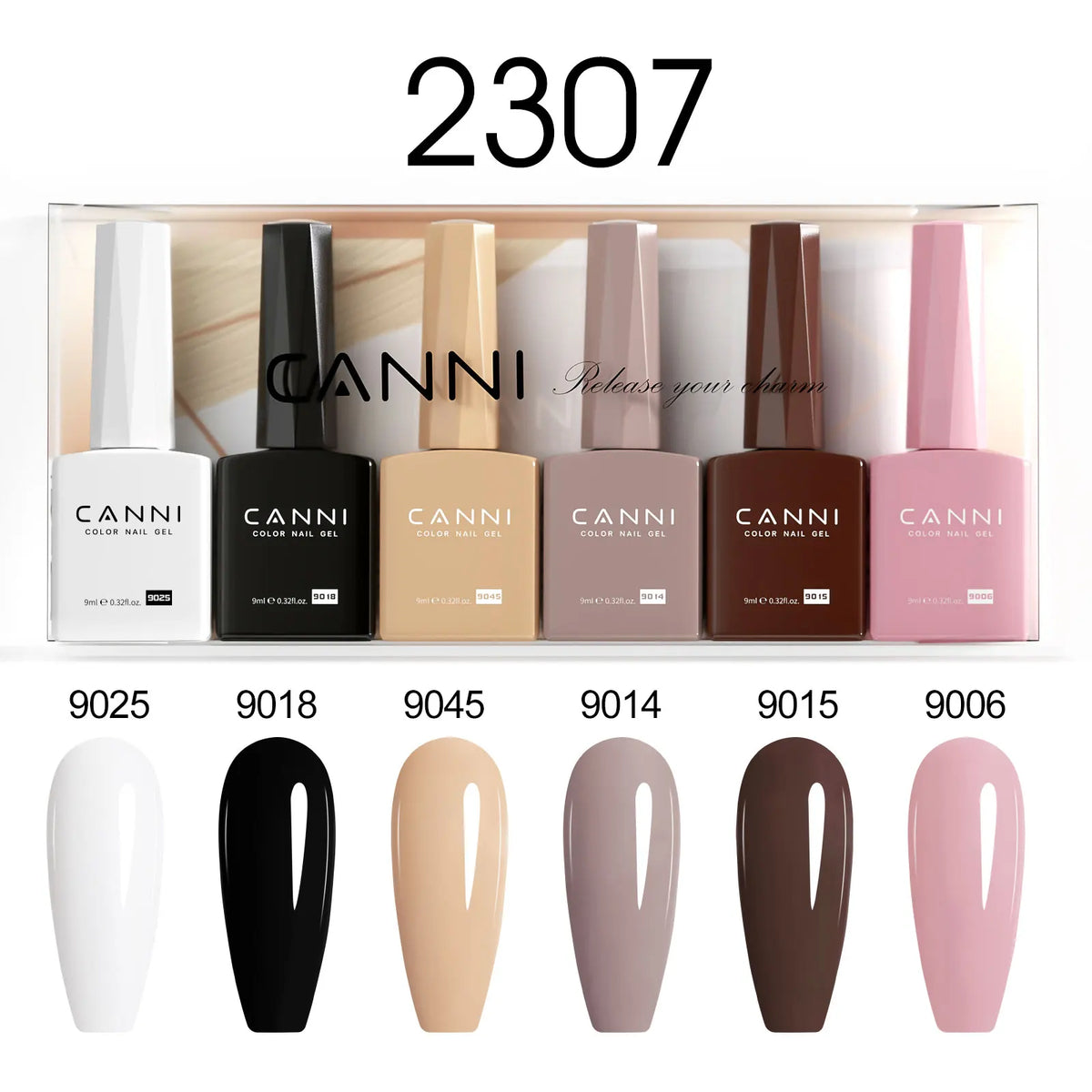 6pcs/kit CANNI Gel Nail Polish TPO FREE Nails Semi Transparent Jelly Pink Collection Soak Off UV LED Gel Diamond Top Coat Set