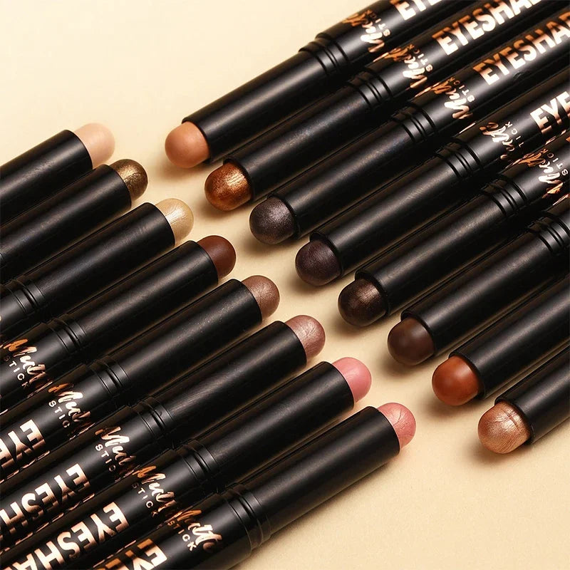 1PC Glitter Brown Eyeshadow Pen Smoky Eyes Makeup Long Lasting Shimmer Matte Lying Silkworm Eyeshadow Pencil Highlighter Stick
