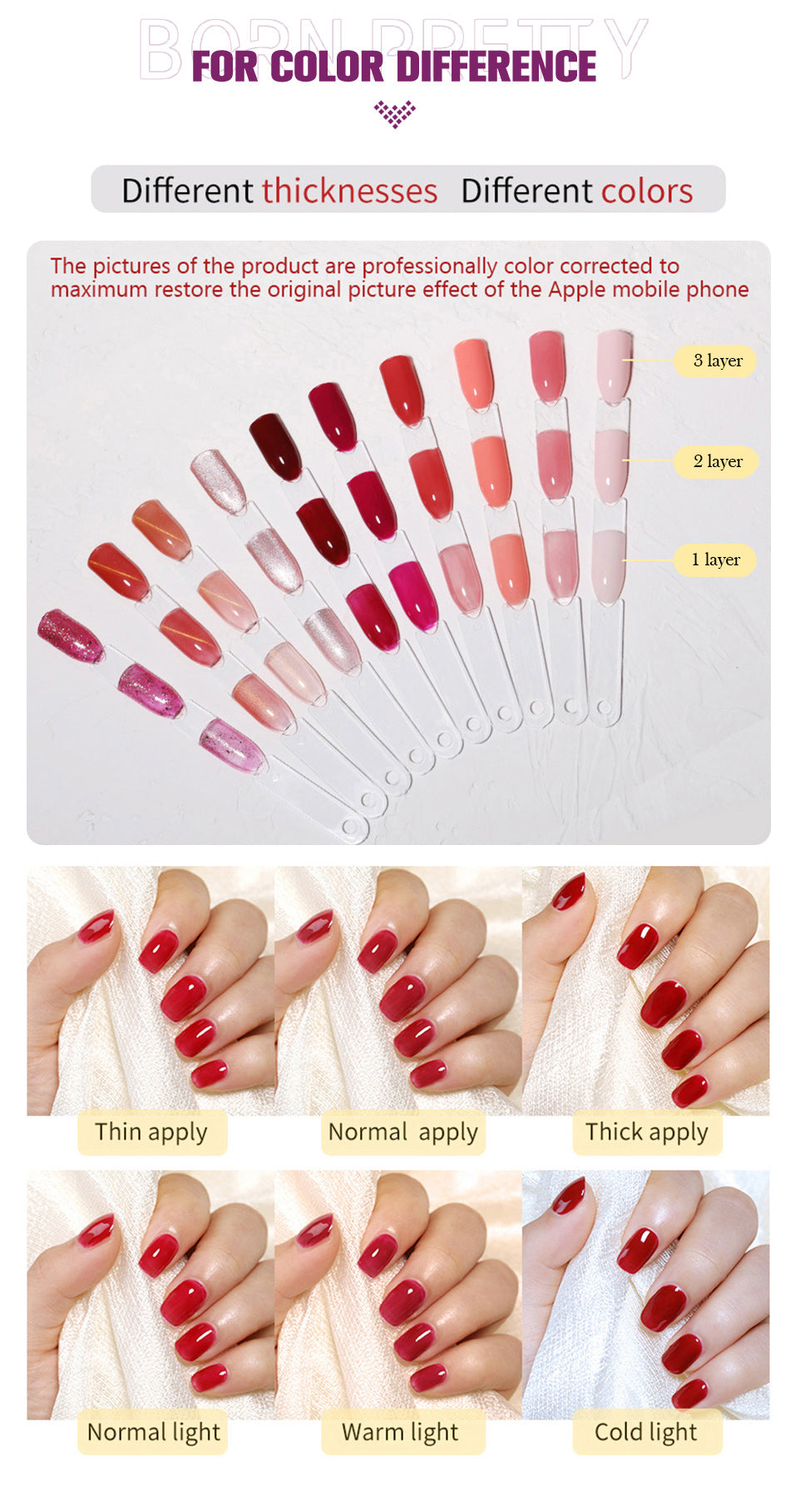 BORN PRETTY 10ml Purple Red Series Gel Nail Polish Winter Dark Purple Nail Art Varnish Semi Permanent Soak Off UV LED Gel