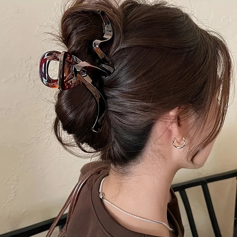 1 Acrylic Wave Hair Clip For Women - Fashionable And Elegant Hair Accessories - Hair Claw Headband - Hairstyle Shark Clip Gift
