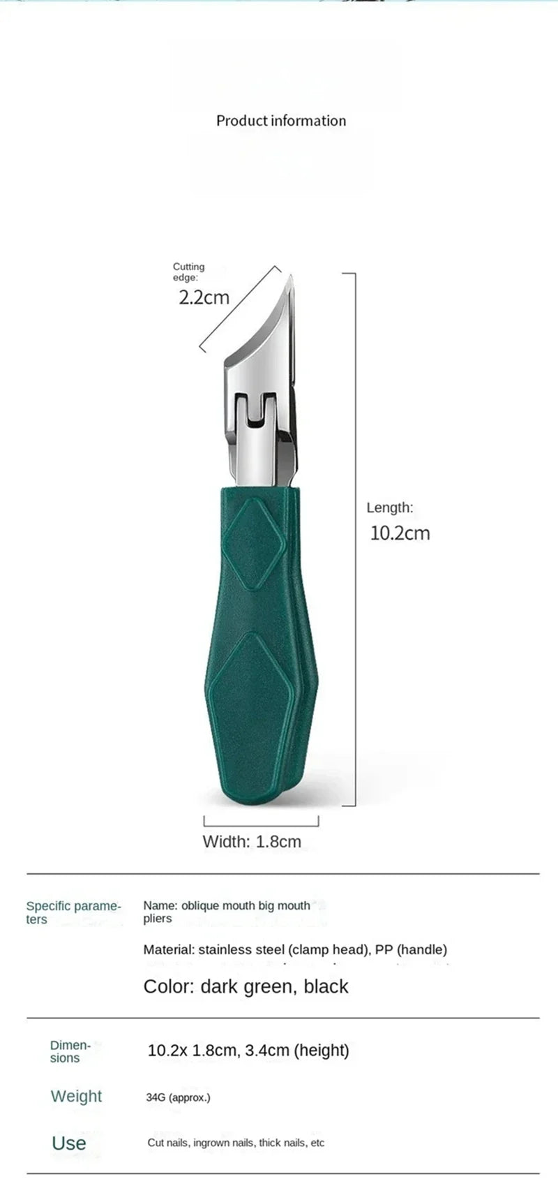 1pcs Toenail Clipper For Ingrown Or Thick Toenails Trimmer Professional Podiatrist Toenail Nipper With Stainless Steel