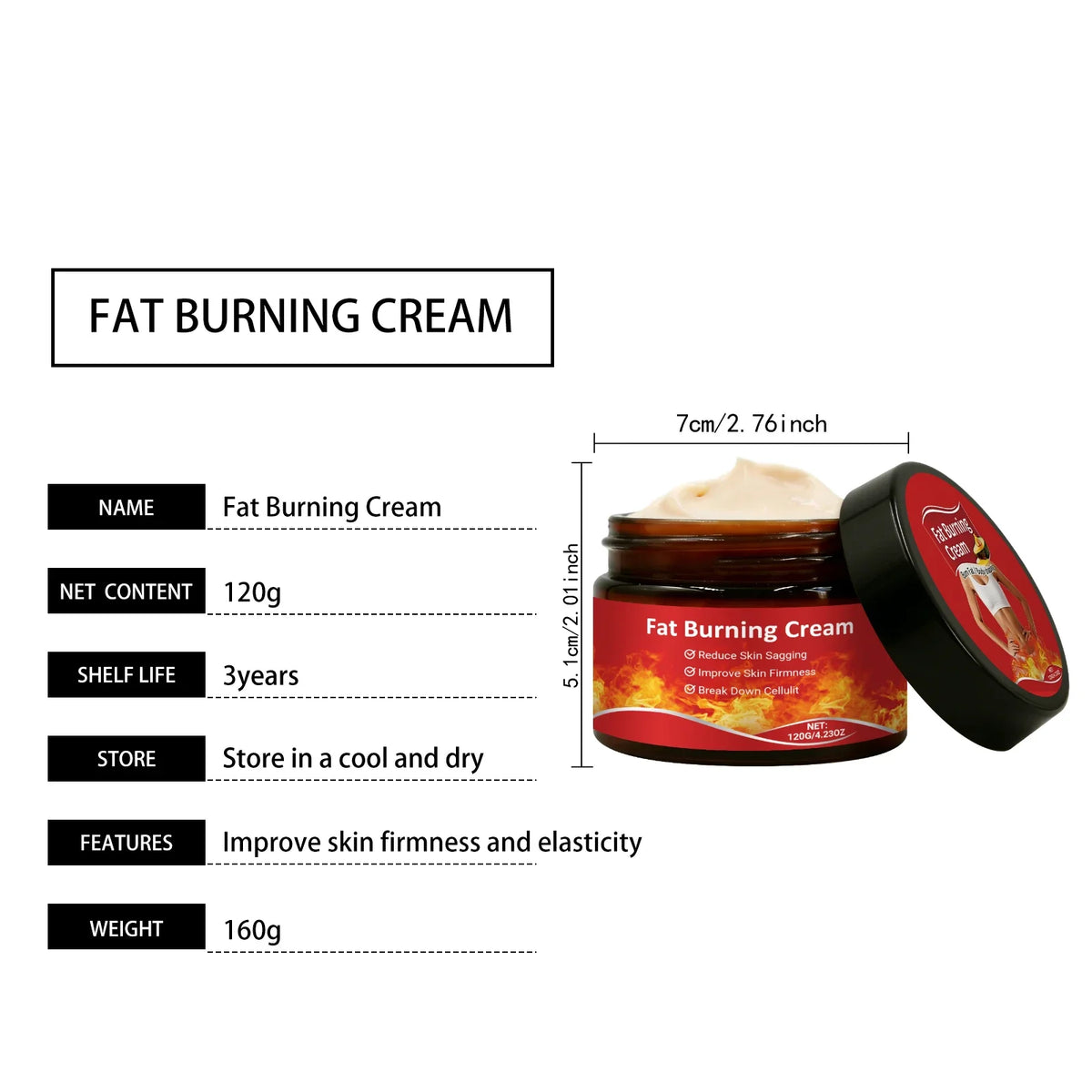 Belly Fat Burning Cream Tighten Skin Massage Anti Sagging Non Greasy Tightening Body Care Cellulite Remover Firming Cream 120g