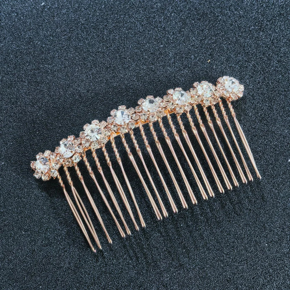 Floral Pearl Rhinestone Hair Comb Elegant Metal Leaf Bridal Hair Clip Pins Wedding Hair Accessory for Bride Updo Hairstyle
