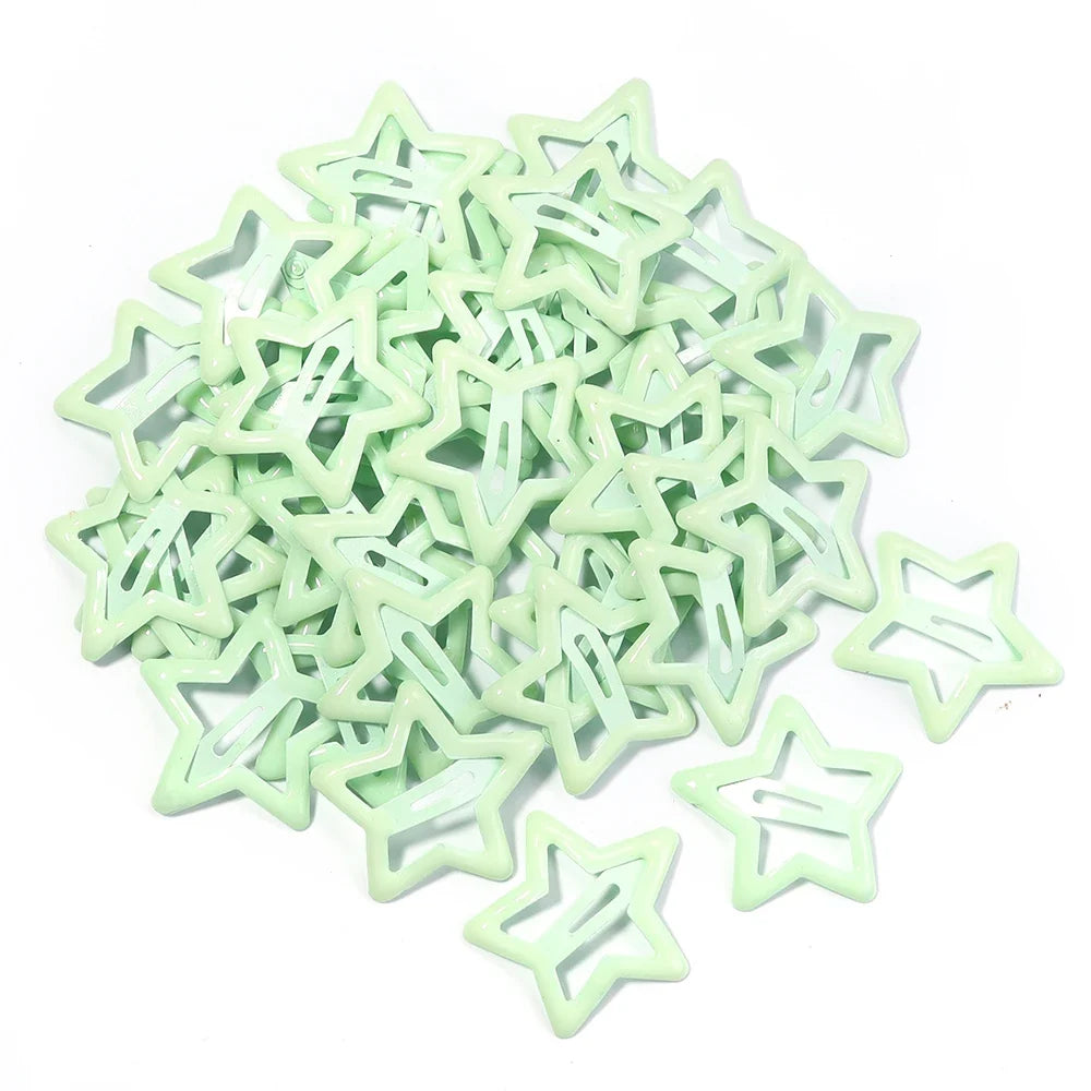 50pcs/lot Metal Colorful Star Hair Clips Dopamine BB Hair Clips For Broken Hair Clip Bangs Hair Clip Girls Y2K Style Hair Clips
