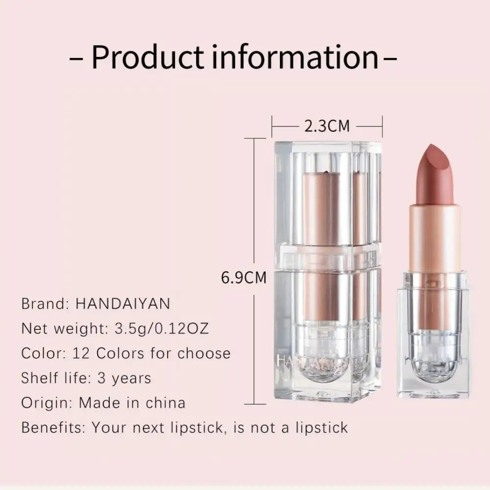 HANDAIYAN Matte Nude Lipstick Velvet Finish Long Lasting Waterproof Korean Beauty Cosmetic Makeup Gift for Women