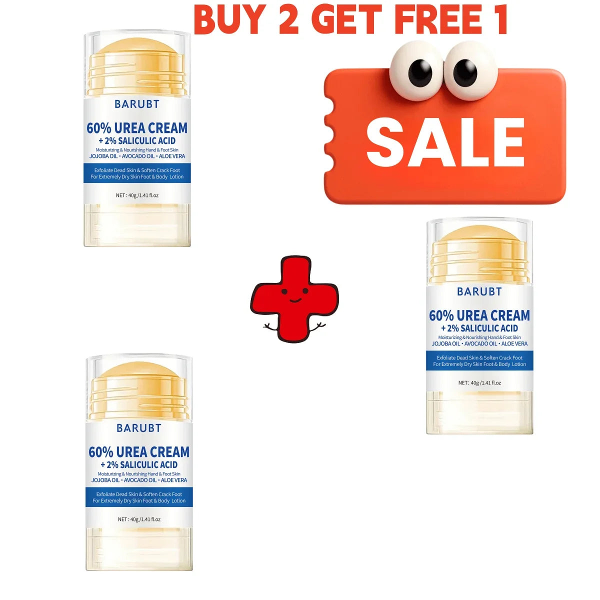 60% Urea Foot Cream Stick - Intensive Moisturizing Exfoliating, Cracked Heel Repair & Deep Hydration for Dry Rough Feet, Long-La