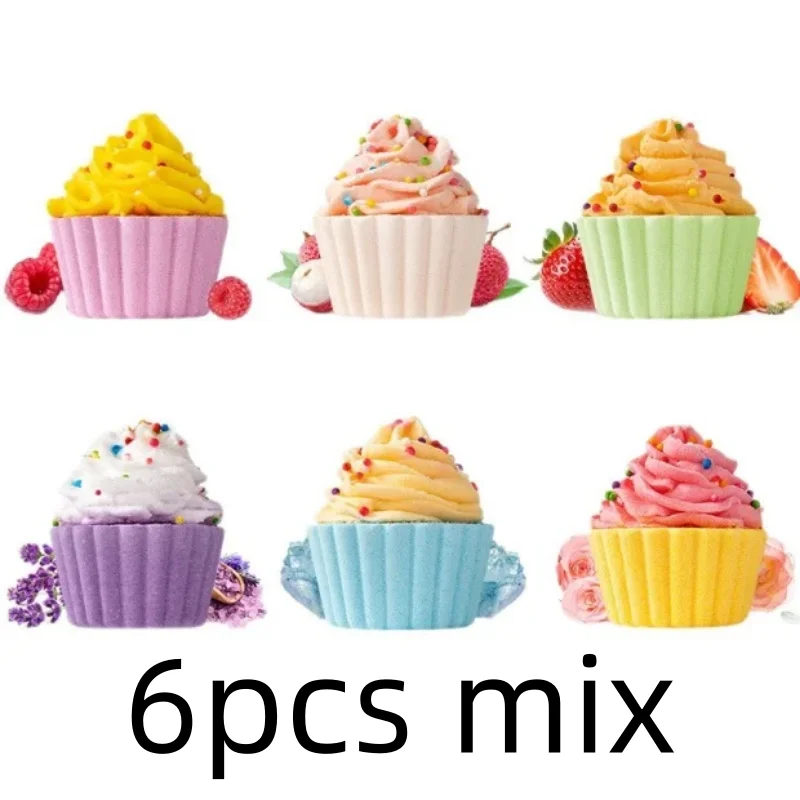 80g Cake Shaped Bath Salt Ball Bubble Bath Balls Creamy Children's Aromatherapy Essential Oil Bath Balls for Relaxing Soak