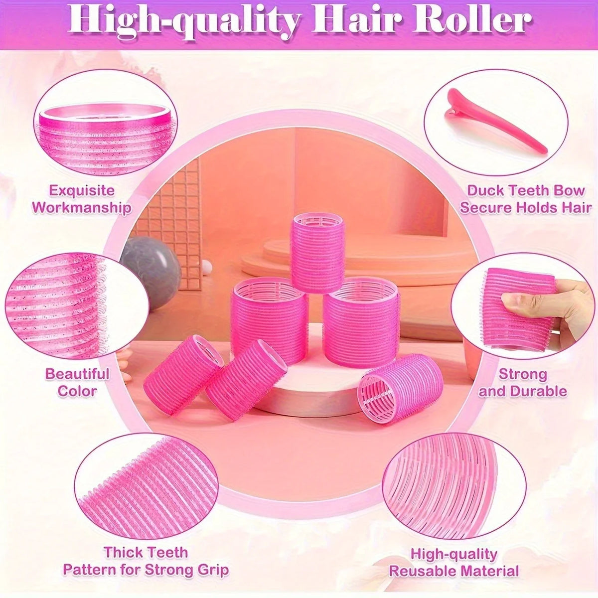 31Pcs Heatless Hair Curlers Set with 18 Self Grip Rollers 12 Clips Satin Nightcap for Overnight Natural Waves Styling Kit