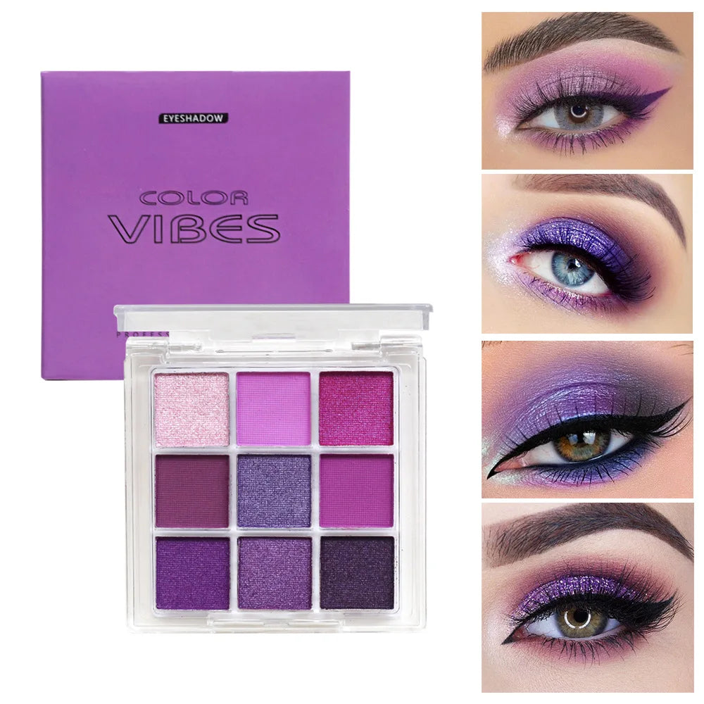 9-Grid Multi-color Eyeshadow Palette Glitter Pearlescent Matte Eye Shadow Shimmer Long Lasting Women Eye Makeup palette Cosmetic