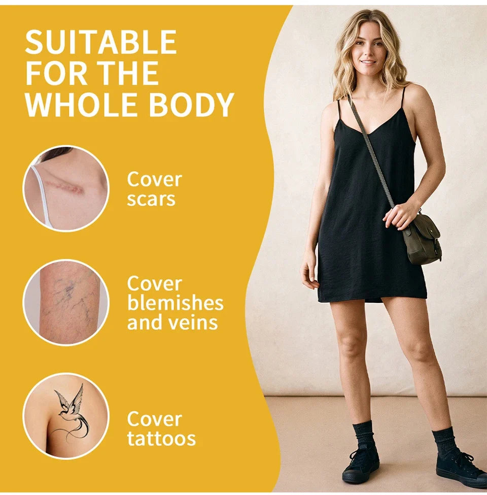 50ml Body Concealer Full Coverage Tattoo Cover Up Waterproof Hyaluronic Acid Hydrating Cover Scars Spots Veins Birthmarks Makeup