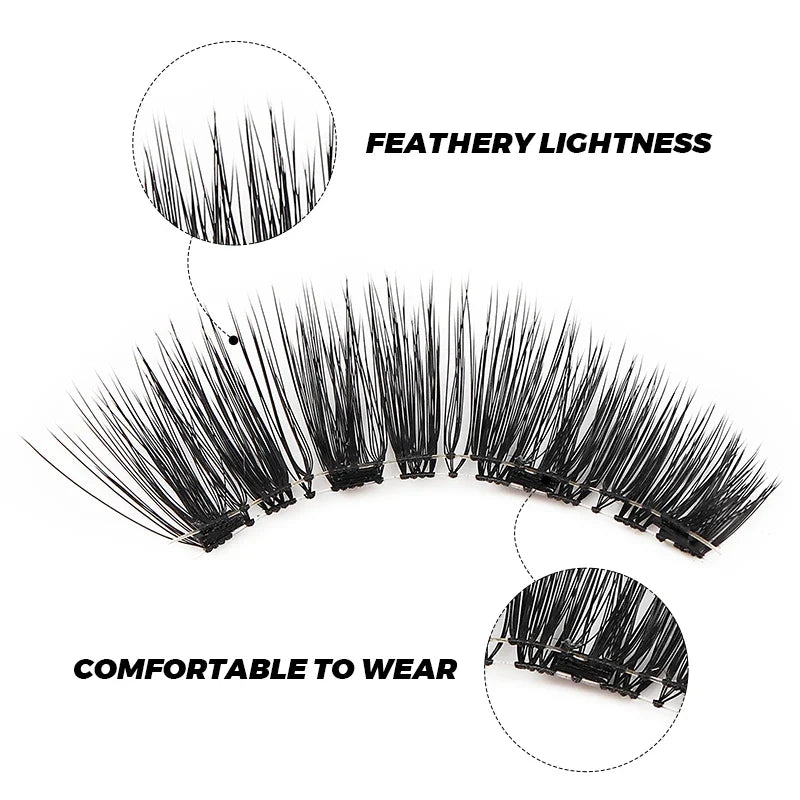 DINGSEN 1 Set Magnetic Eyelashes 3D Natural False Eyelashes Reusable Magnet Clip Set Lashes Extension Makeup Tweezers Lash Set