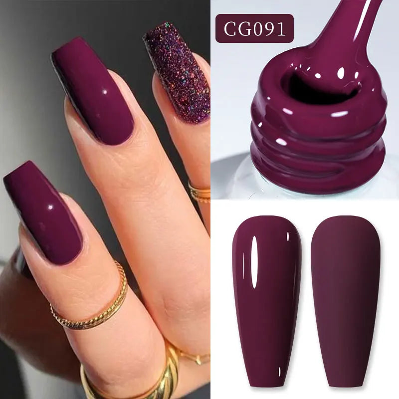 BORN PRETTY 10ml Purple Red Series Gel Nail Polish Winter Dark Purple Nail Art Varnish Semi Permanent Soak Off UV LED Gel