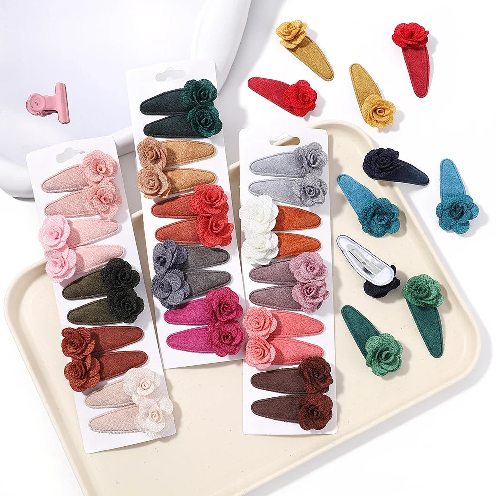 10Pcs/Lot Fresh Print Cotton Alloy Hair Clips for Kids Fabric Plaid BB Hairpins Girl Hairgripe Headwear Baby Hair Accessories