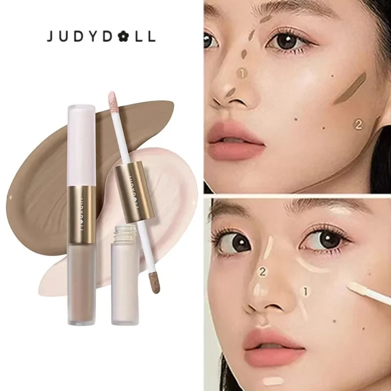 Judydoll Liquid Highlighter Contour Dual Head Matte High Gloss Face Bronzer Natural Shadows Waterproof Nose Shaping Pen Makeup