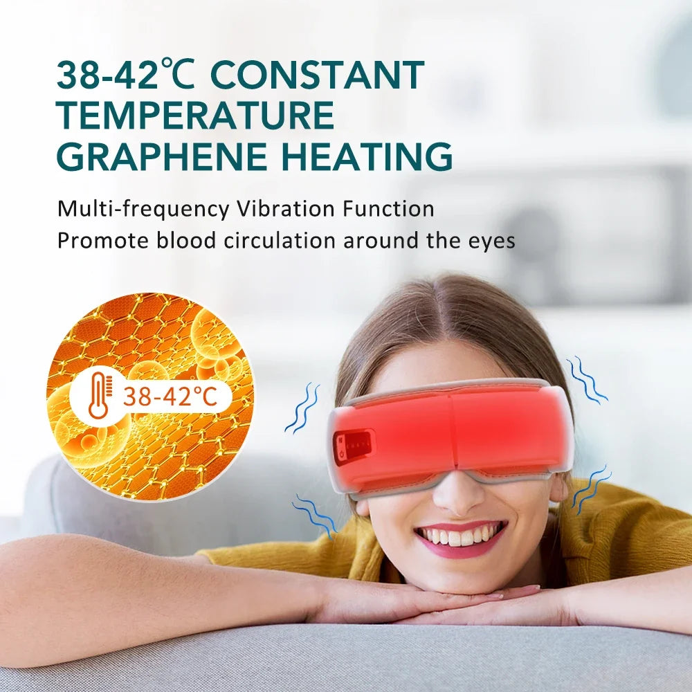 Foldable Eye Air Pressure Massager Airbag Vibration Massage Hot Compress Bluetooth Music Relieve Eye Dry Fatigue Smart Glasses