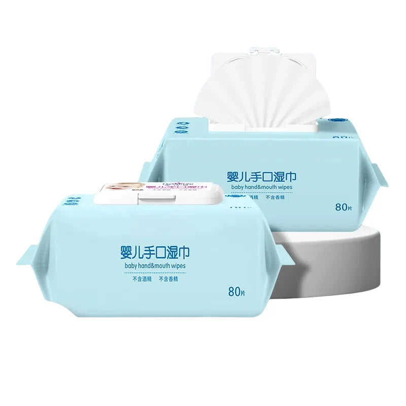 80pcs Baby Specific Cleaning Wipes Baby Hand and Mouth Wet Wipes Portable Moisturizing Face and Hand Wipes On the Go Skin Care