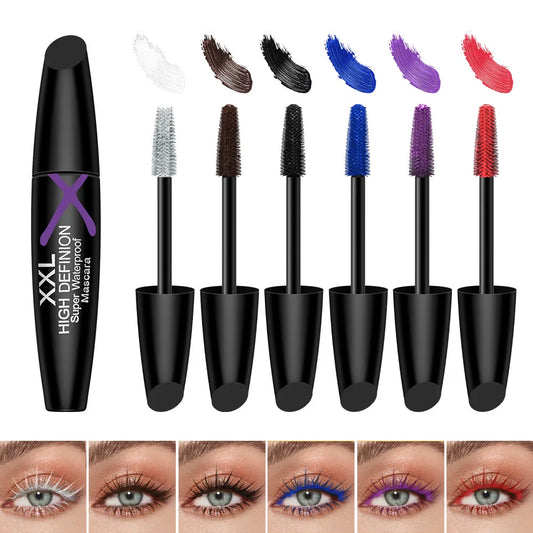 6-Color Mascara,Volumizing Lengthening,Waterproof Smudge-Proof,Long-Lasting Colorful Eyelash Makeup for Daily, Women's Cosmetics