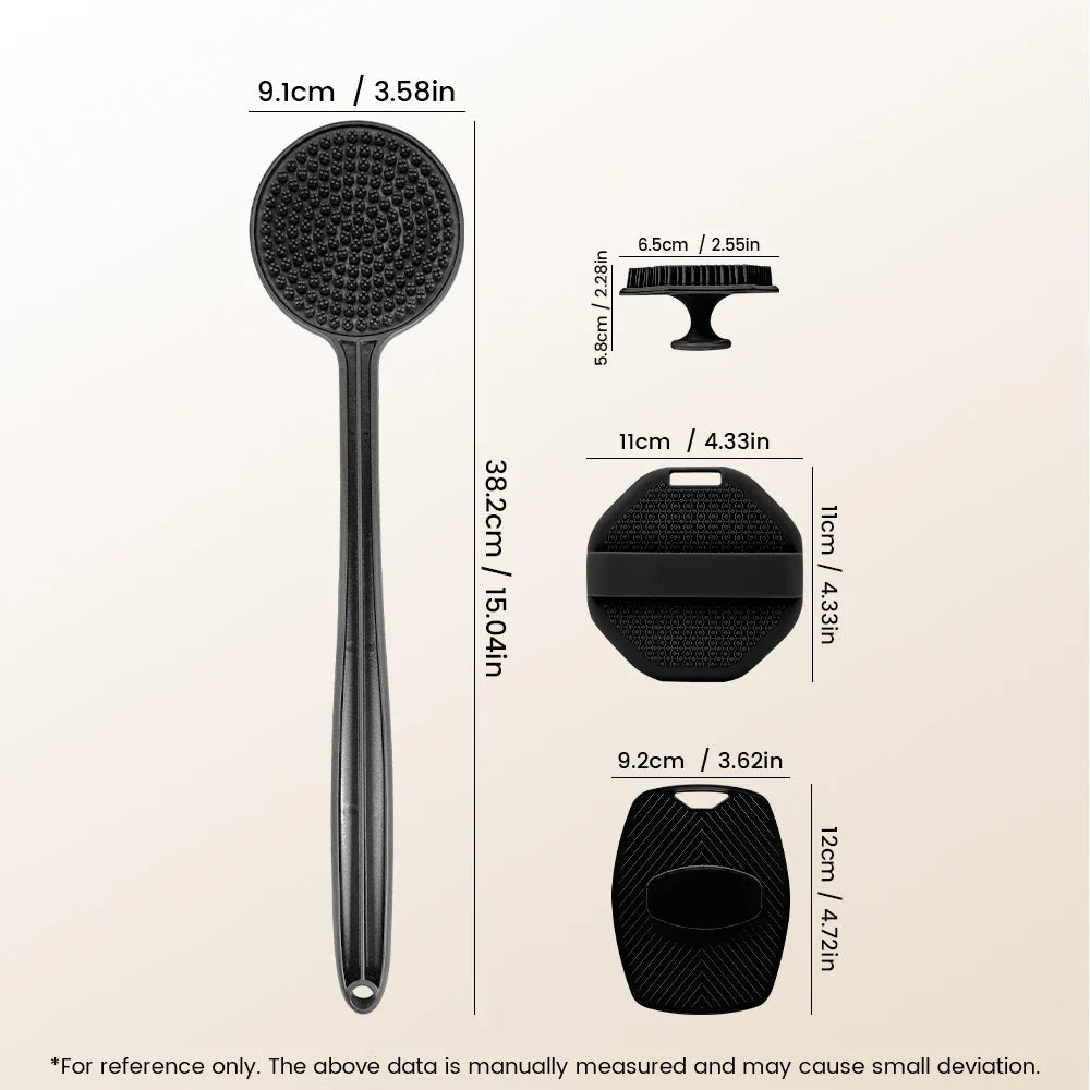 4-in-1 Multifunctional Cleaning Brush Silicone Shower Brush Set with Long Handle Massage Brush Bath Products And Tools