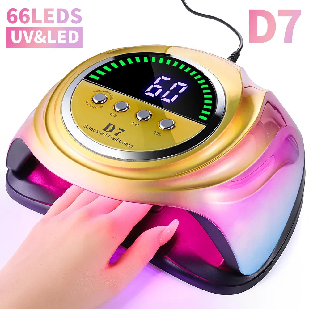66 LED Professional Nail Drying Lamp with Auto Sensor Smart Drying Nail Gel Polish UV Lamp Removable Base Nail Salon Tool