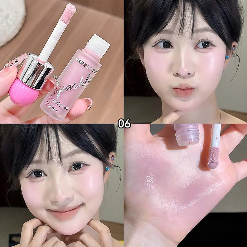Clear and Water-like Blush Liquid, a Korean-style Sweet Girl's Energetic Blush for Daily Whitening, Naturally Breathable