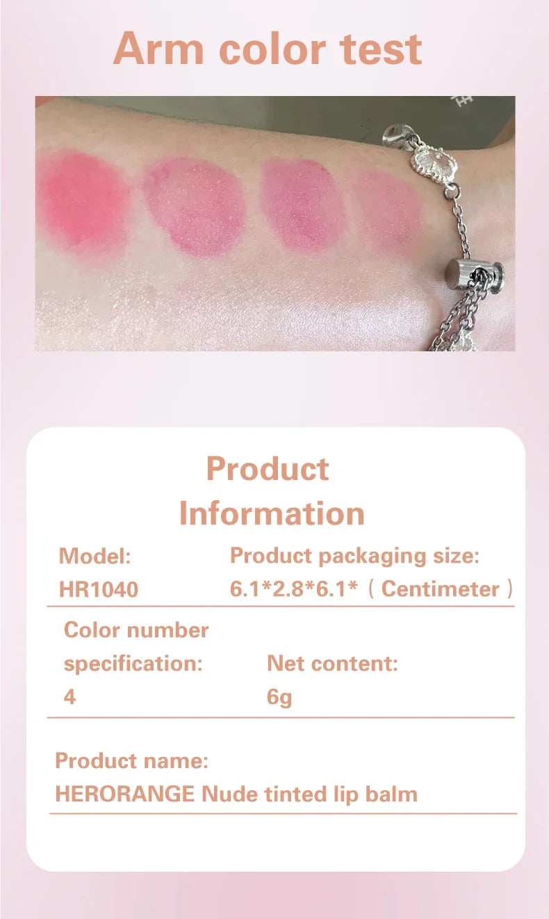Herorange Tinted Lip Balm Moisturizing Anti-Dry Reduces Lip Lines for Autumn Winter