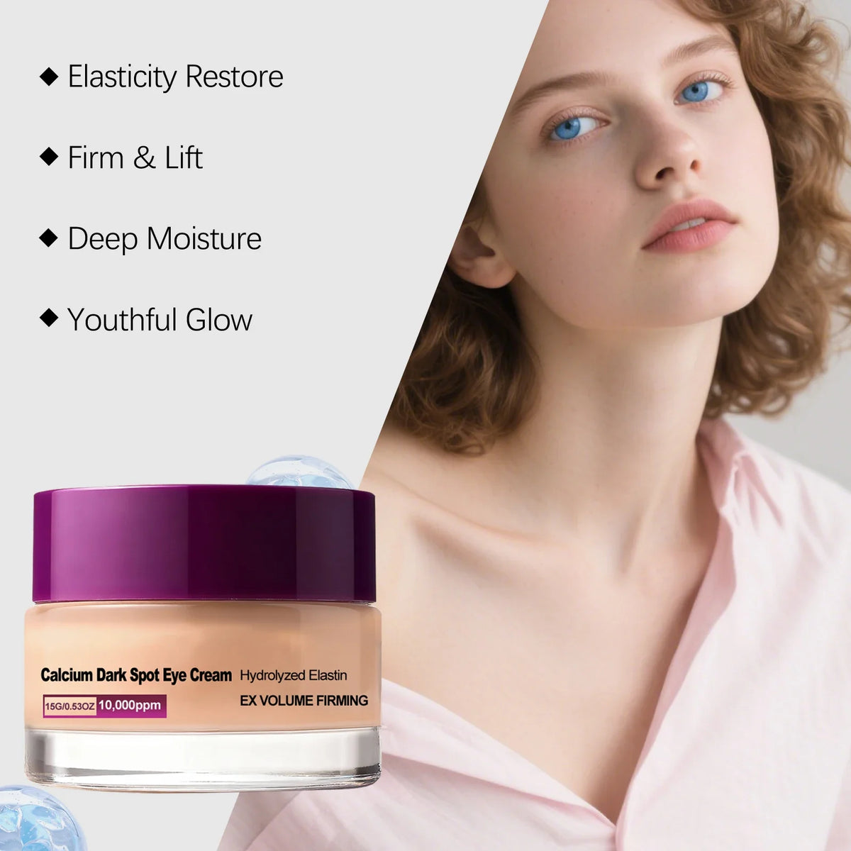 Calcium Dark Spot Eye Cream Collagen Boosting Wrinkle Smoothing Anti-Aging Firming Eye Cream for Wrinkles Puffiness Hydrating