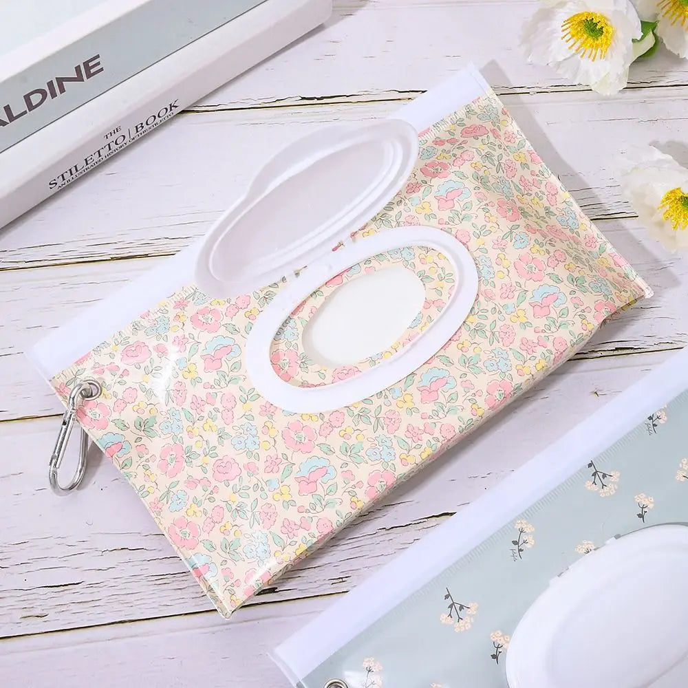 1 PC Outdoor Portable Baby Wet Wipe Pouch Portable Buckle Wipes Holder Case Flip Cover Snap-Strap Reusable Wet Wipe Bag