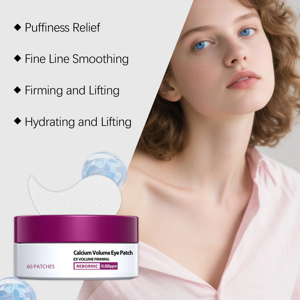 Calcium Volume Eye Patch For Anti-Puffiness Remove Eye Dark Circle Reduce Fine Lines Moisturizing Rejuvenating Firming Eye Masks