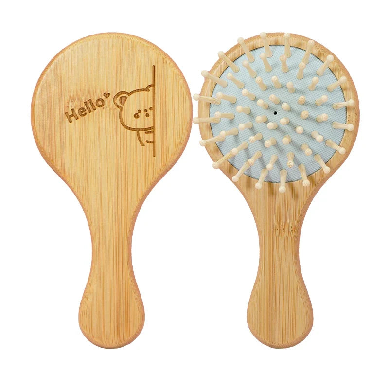 Cute Cat Hair Brush Nature Wooden Anti-Static Detangle Brush Hair Scalp Massage Comb Air Cushion Styling Tools for Child Girls